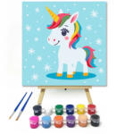  Mosolygós unikornis - gyerek számfestő készlet - 50×50 cm (Keretre feszítve)