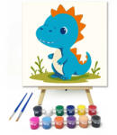  Kíváncsi kisdínó mosolya - gyerek számfestő készlet - 50×50 cm (Keret nélkül)