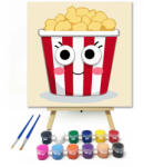  Vidám popcorn - gyerek számfestő készlet - 50×50 cm (Keretre feszítve)