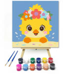  Csillogó szemű csibe - gyerek számfestő készlet - 30×30 cm (Keret nélkül)