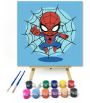  Kalandos pókhálós hős - gyerek számfestő készlet - 20×20 cm (Keretre feszítve)