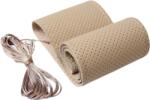 Husa volan din piele perforata, marimea M, bej - cu ac si ata (LUXA399) (150621-12)