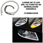  Set 2 benzi LED DRL flexibile 30 cm cu semnalizare dinamica, alb/galben (FLOWBO30CM) (271218-1)