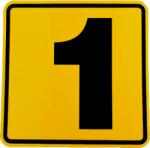 Autocolant numar 1 galben, patrat, 11, 2 x 11, 2 cm pentru semnalizare (270716-10)