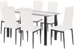 Leziter Set dining Leziter Denton 6+1 cu masa sticla si 6 scaune alb-negru (LUA140B_DA258WB_6)