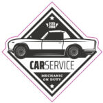  Abtibild Retro Car Service din vinil ORACAL, 13 cm, Cod TAG 014/T2 (281022-10)