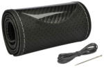  Husa volan din piele perforata M (38 cm), negru carbon, cusatura gri, cu ac si ata (101022-3)