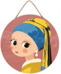 Figured Art Set pictura pe numere rotunda, pe lemn, Fetita cu cercel de perla, O30cm (RFA004)