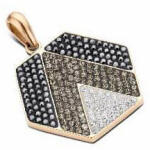  Victoria Rose gold színű fekete, fehér köves medál (VBNAP71200) - eking