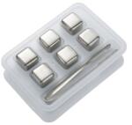 ProCart Set 6 cuburi de gheata din inox pentru whisky, cu cleste si cutie, 2.6 cm (584945) Cleste