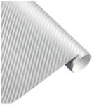  Folie carbon 3D argintie anti-bule, 1 m x 1, 5 m, textura relief (020322-7)