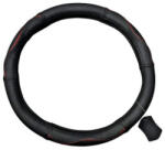 Husa volan auto din piele naturala perforata, marimea M (37-38 cm), negru cu rosu (131123-15)