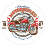 Abtibild rotund American Motorcycles 15 cm, autocolant Oracal (TAG 036/T2) (291022-13)