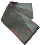  Husa volan M 37-38 cm cu ac si ata, imitatie piele & alcantara, negru cu cusatura rosie (131123-4)
