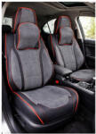 Set huse scaune auto universale 9D premium, fata-spate, negru cu cusatura rosie (201225-5)
