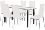 Leziter Set de dining Leziter Denton 6+1, masa sticla calita 140x80, alb-gri (LUA140B_DA258WG_6)