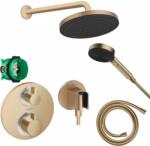 Hansgrohe Set de dus incastrat, bronz periat, cu baterie termostatata, Hansgrohe (Set dus-bronz periat)