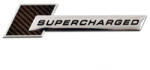  Emblema auto „Supercharged negru relief 10x1 cm, autoadeziva, plastic cromat (TCT-4598)
