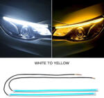  Set benzi DRL LED 45 cm cu semnalizare flow, lumina alba + galben 12V (150921-6)