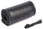  Husa volan din piele perforata 38 cm, neagra, cu ac si ata pentru cusut (050917-17)