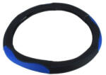  Husa volan auto din piele perforata, marimea M 38 cm, negru-albastru (K436) (180817-11)