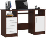  Birou ANA pentru calculator, cu 3 sertare si 1 usa, 124x52x74 cm, maro wenge si alb (AK-26929956-2/2)
