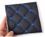  Material imitatie piele matlasata romb negru, cusatura albastra - tapiterie auto si casa (110817-17)