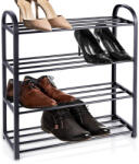 Vilde Raft pentru pantofi cu 4 niveluri, structură metalică, capacitate 12-15 perechi, Negru, 49.5 x 18.5 x 56.5 cm (569732) Pantofar