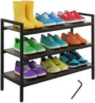 Ruhhy Raft pentru pantofi Ruhhy, 3 niveluri, structură metalică, stil industrial, Maro Rustic și Negru (27038) Pantofar