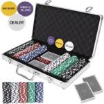 Malatec Set de poker profesional Malatec - 300 jetoane, 2 pachete cărți și zaruri în servietă din aluminiu (23528)