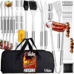 Vilde Set 33 ustensile din inox pentru grătar Vilde - Accesorii barbecue complete în husă de transport (489297)