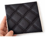  Material imitatie piele matlasata romb negru, cusatura neagra, 5 mm (Y01NN) (110817-16)