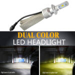  Set becuri LED H11 L11 dual color 25W, 5500 lm, 12-24V (alb 6000K/galben 3000K) (220118-16)