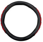  Husa volan auto M 38 cm, imitatie piele si silicon, negru-rosu (WK-1405) (181024-5)