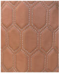  Material imitatie piele pentru tapiterie, model hexagon maro cu cusatura gri, Y06MG (210923-9)