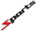  Emblema auto Sports negru/rosu 11, 3 x 1, 3 cm, ABS cu banda adeziva (010225-36)