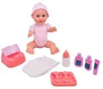 Dolls World - Bebelușul Olivia 38 cm bea și face pipi cu ochi care se închid și accesorii (SK378400) Papusa