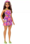 Mattel Barbie Fashionistas baba virágmintás lila ruhában (JJN57) - jatekbirodalom