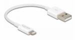 Delock USB-A 2.0 -> Lightning M/M adatkábel 0.15m fehér (83001) (83001)