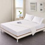 DeLuxe Pucioasa Cearceaf pat cu elastic 180x200cm din damasc hotelier dunga 3 cm, alb