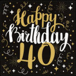 PAW Papírszalvéta 33x33 cm 3 rétegű 20 lap/csomag - "Boldog születésnapot 40