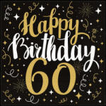 PAW Papírszalvéta 33x33 cm 3 rétegű 20 lap/csomag - "Boldog születésnapot 60