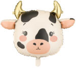  Tehén fólia lufi, 57x47 cm, krém-fekete-rózsaszín mix (FB377)