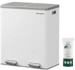 SONGMICS dupla szemetes, fém szelektív hulladékgyűjtő 15 szemeteszsákkal, 2 × 30 L, fehér-szürke (LTB060WG02) - pepita