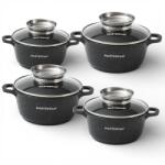  Márvány edénykészlet 8db-os Aroma indukciós és gáz főzőlaphoz fekete (GARNKI ALUMINIUM 8ELE MASTERPAN MP-2148)