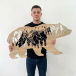  Fali dekoráció, medve minta 100x50 cm, 3 mm HDF - sonoma tölgy, lézerrel vágott