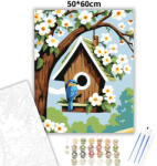  Tavaszi madárlak - számfestő készlet - 50×60 cm (Keretre feszítve)