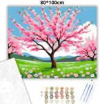  Tavaszi cseresznyefa virágzása - számfestő készlet - 80×100 cm (Keret nélkül)