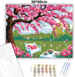  Tavaszi kerti pihenő - számfestő készlet - 50×60 cm (Keretre feszítve)