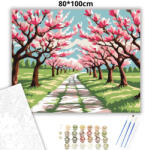  Tavaszi magnóliaösvény - számfestő készlet - 80×100 cm (Keretre feszítve)